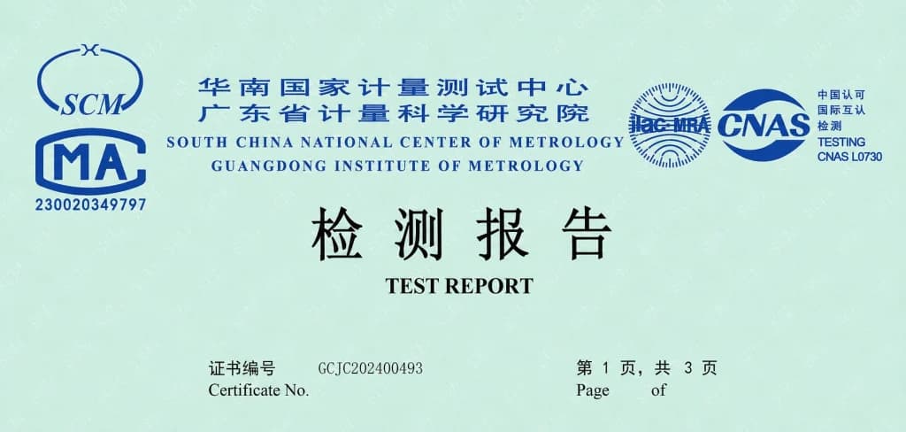Third-party accredited test report sample for medical connector test equipment