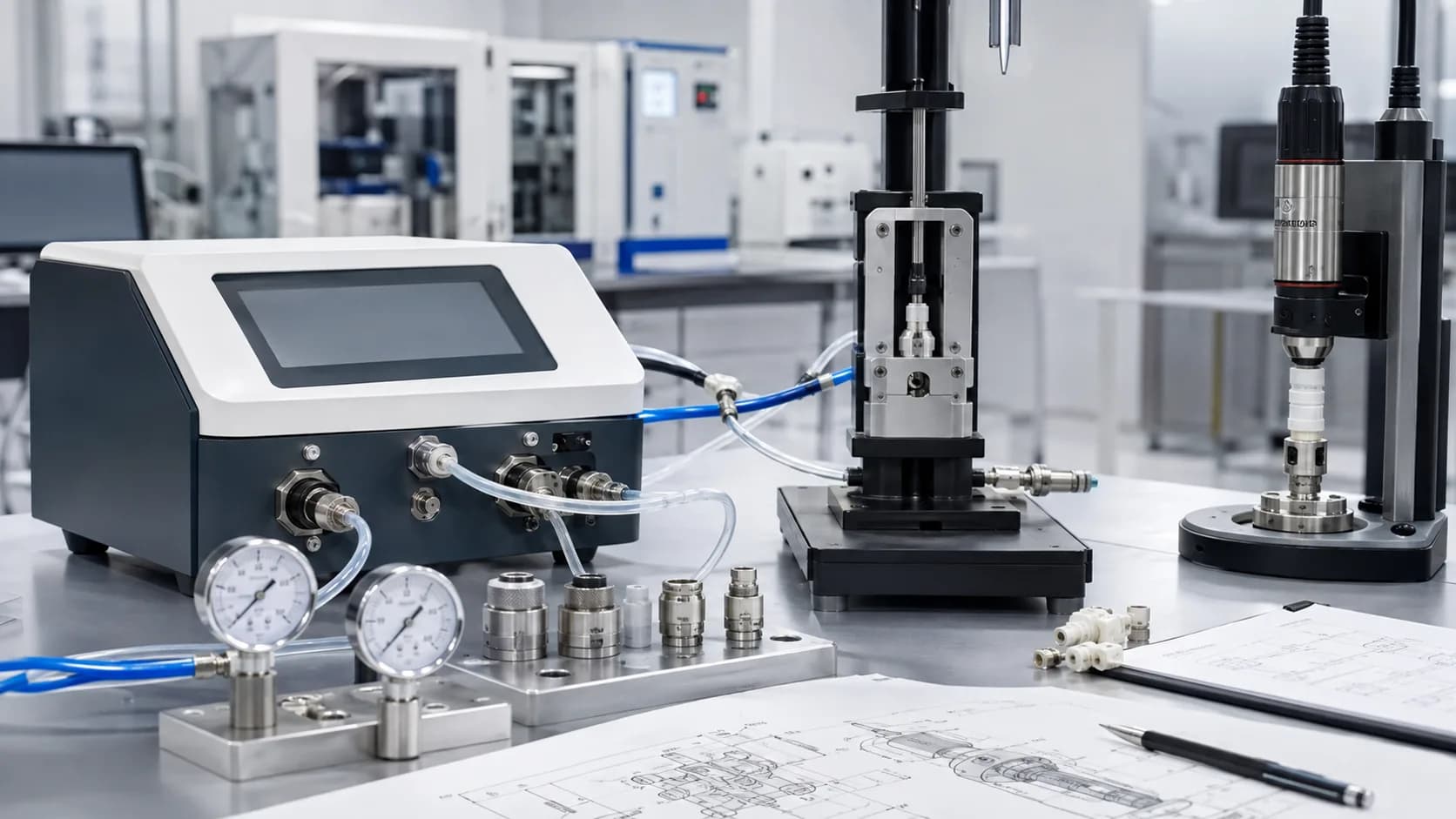 KingPo ISO 80369 pressure leakage and connector test method setup