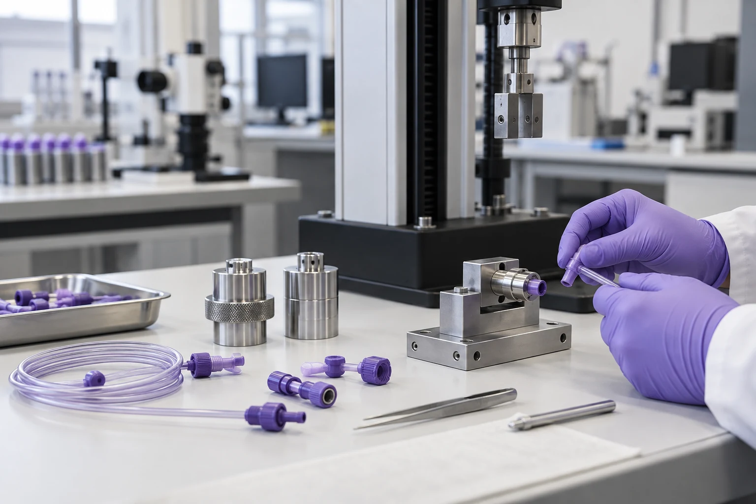 Enteral connector samples and reference fixtures prepared for laboratory verification