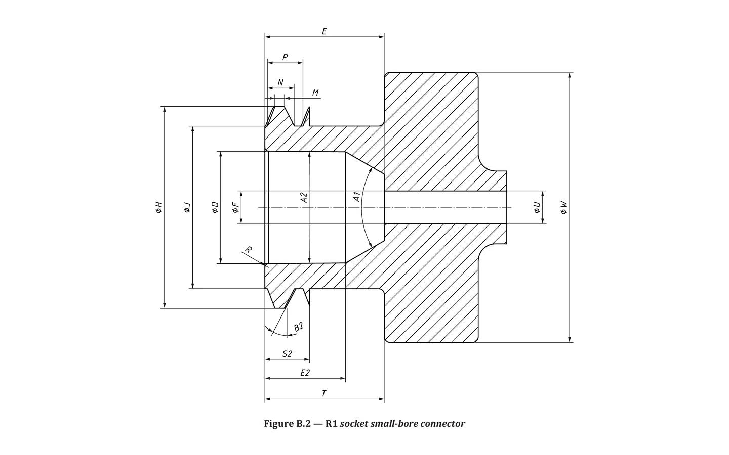 ISO 80369-2 Figure B.2 R1 Socket Small-Bore Connector visual