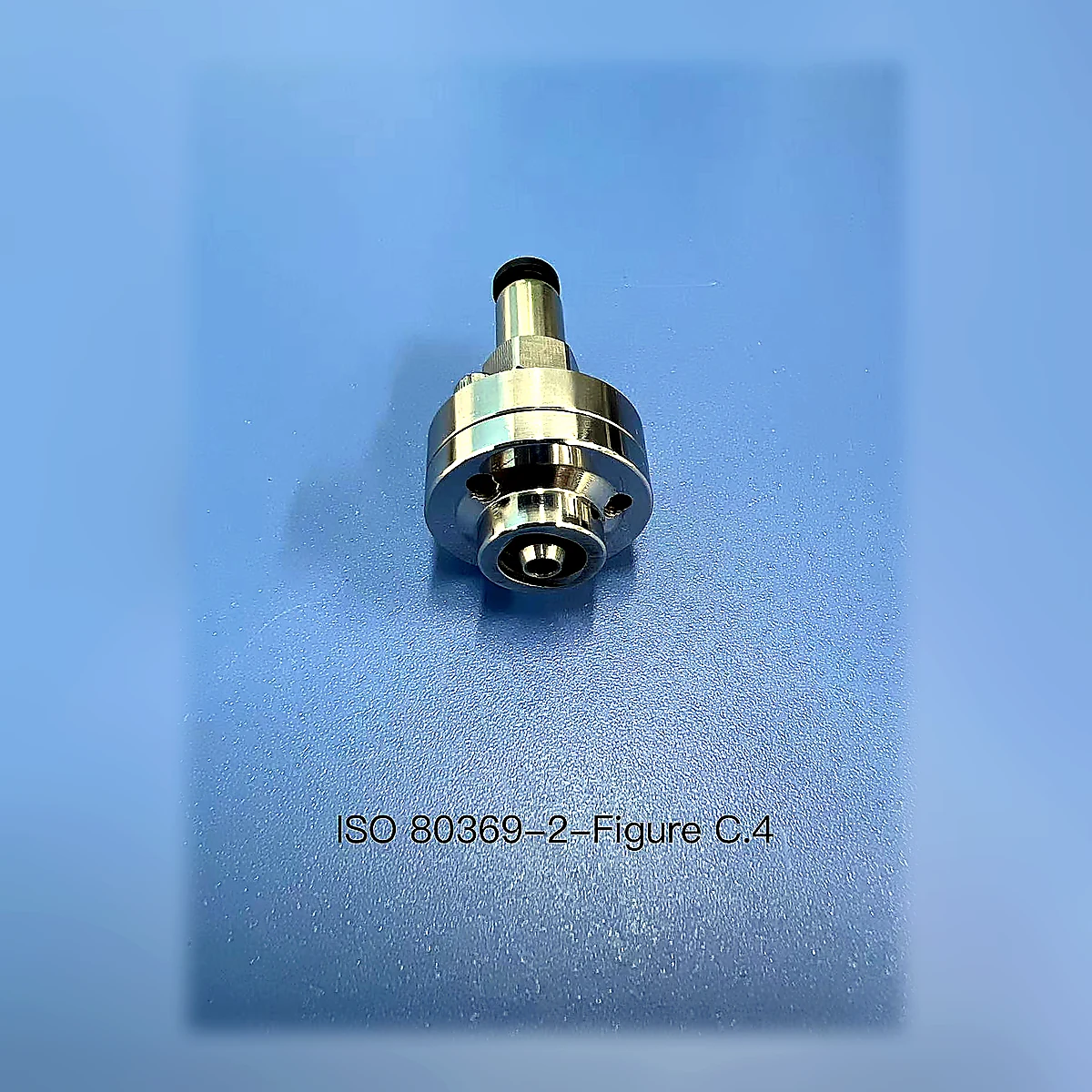 ISO 80369-2 Figure C.4 R1 Axial-Load Cone Reference Connector Assembly photographed product view from an additional angle