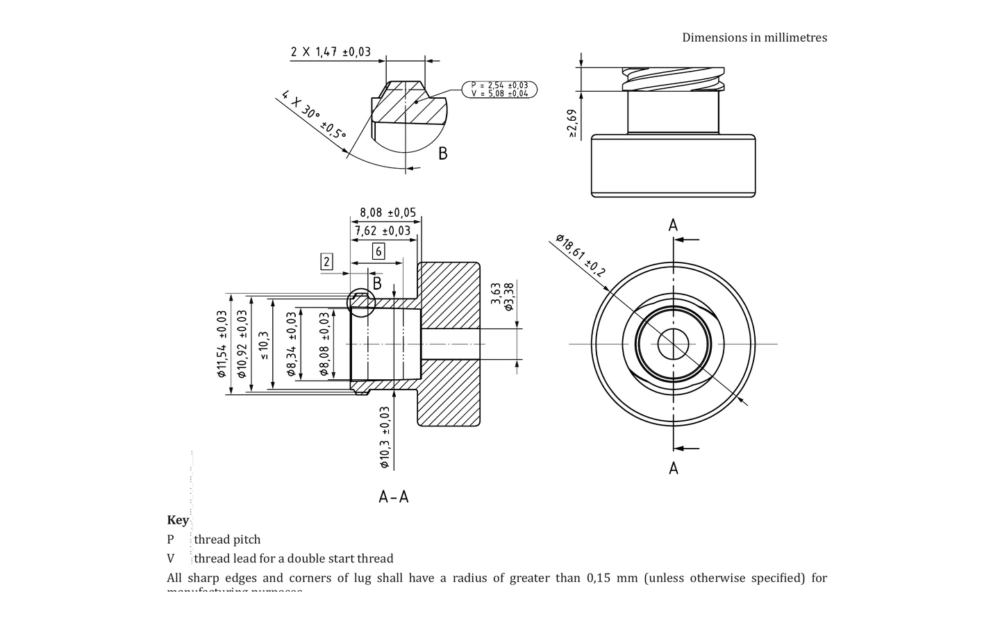 ISO 80369-2 Figure C.9 R2 Axial-Load Socket Reference Connector standard figure drawing for Figure C.9