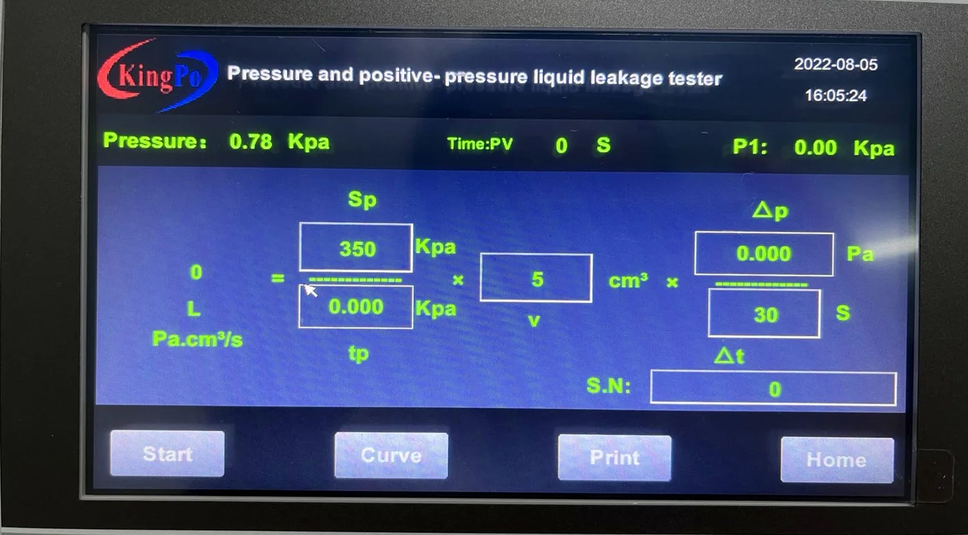 KingPo pressure and positive-pressure liquid leakage tester touch screen