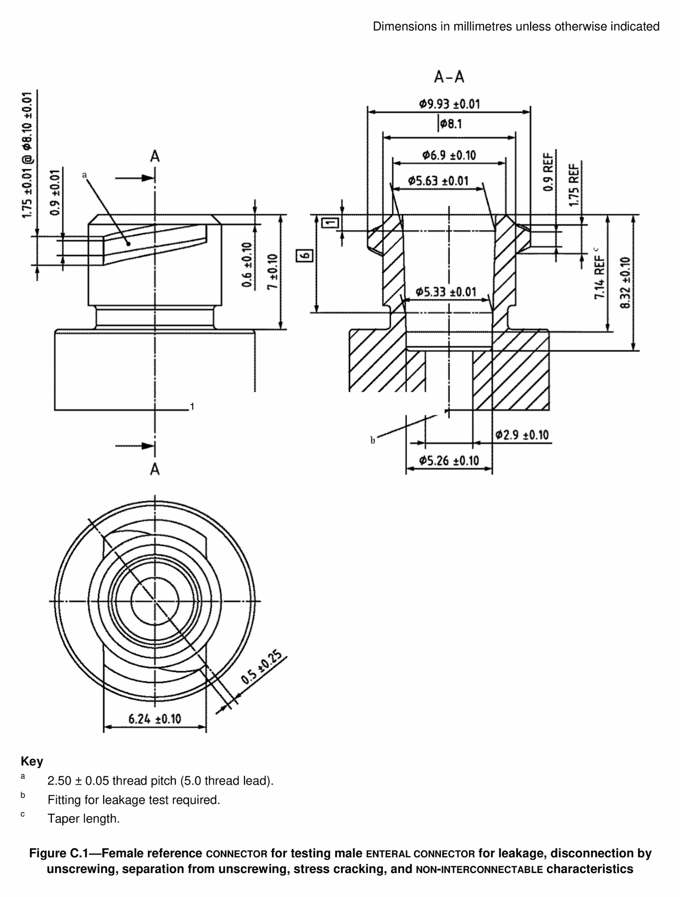 ISO 80369-3 Figure C.1 Female Enteral Reference Connector visual